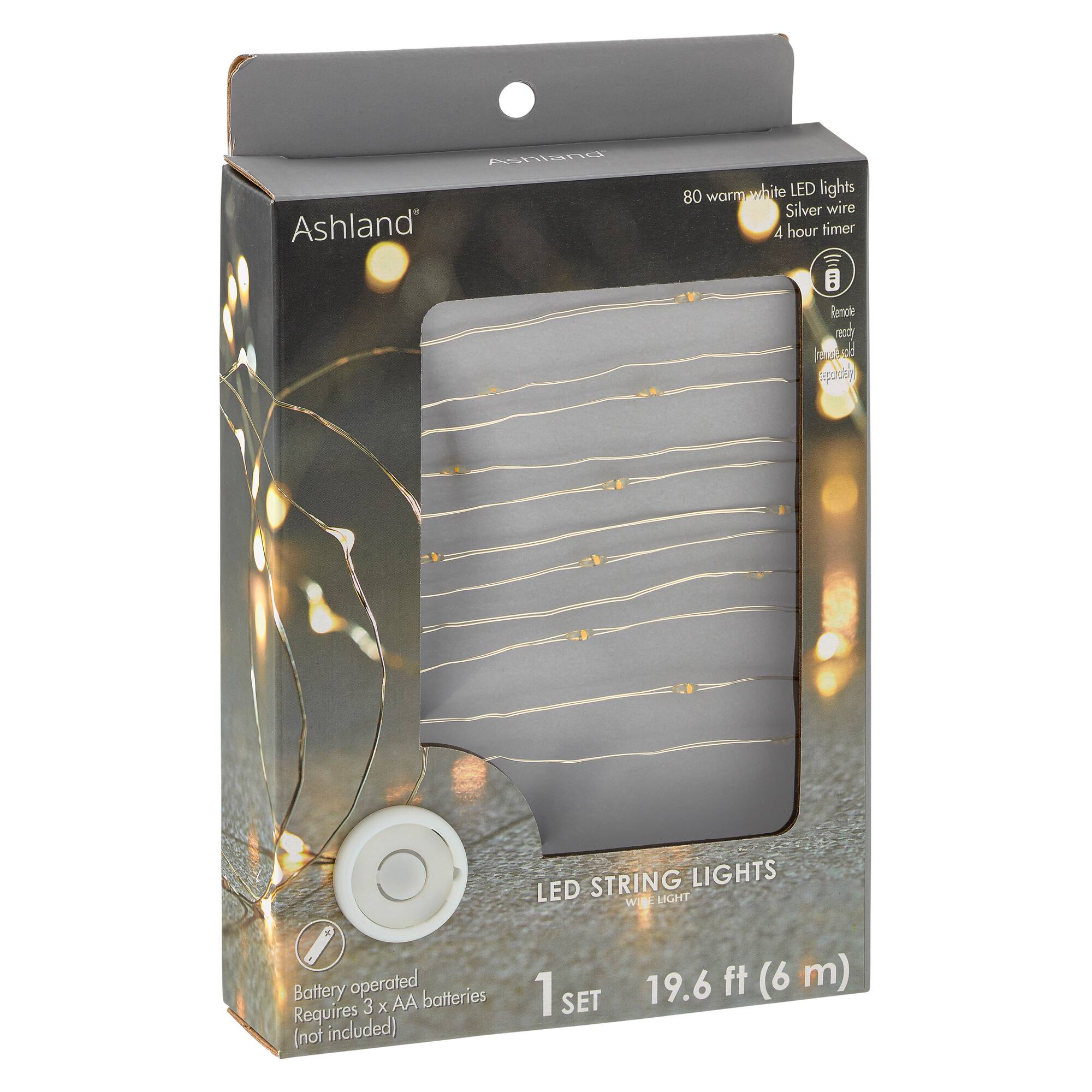 80ct. Warm White LED String Lights with Silver Wire by Ashland®